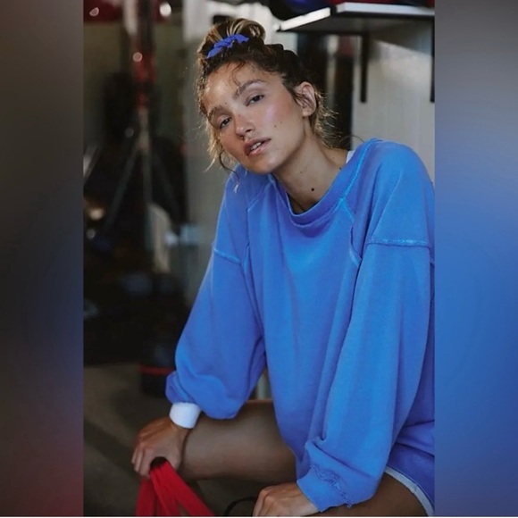 FP Movement by Free People: One To Beat Pullover in Riviera Blue NWT - Picture 4 of 15